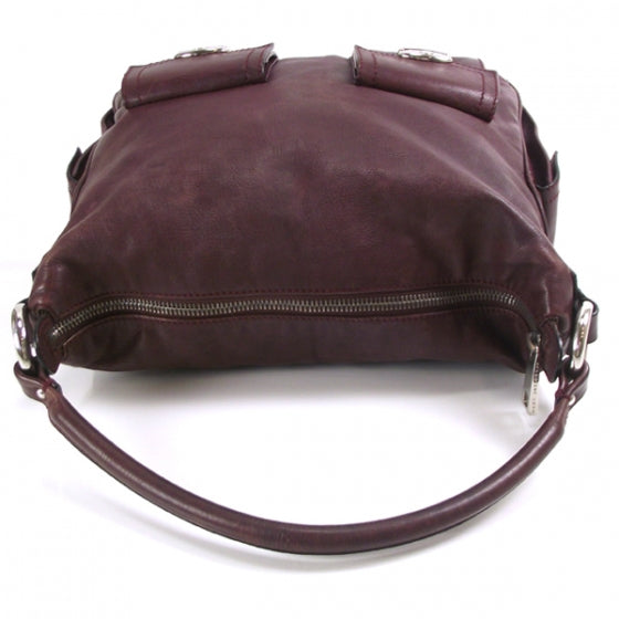 Leather Large Multipocket Maroon