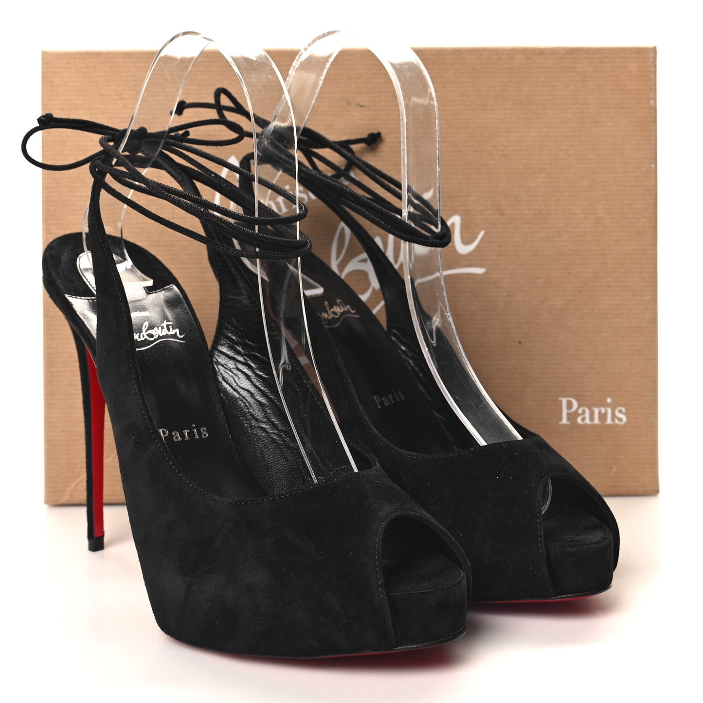 Veau Velours Lace Up NVP 120 Peep Toe Pump 39.5 Black