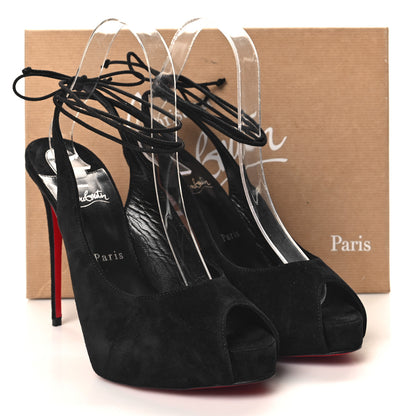 Christian Louboutin Veau Velours Lace Up NVP 120 Peep Toe Pump 39.5 Black 8 of 8