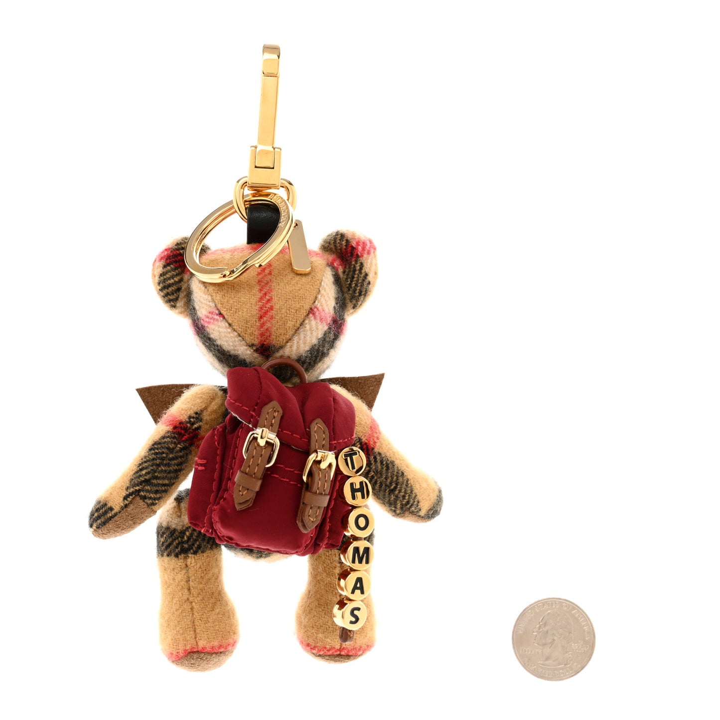Cashmere Vintage Check Thomas Bear Bag Charm Antique Yellow