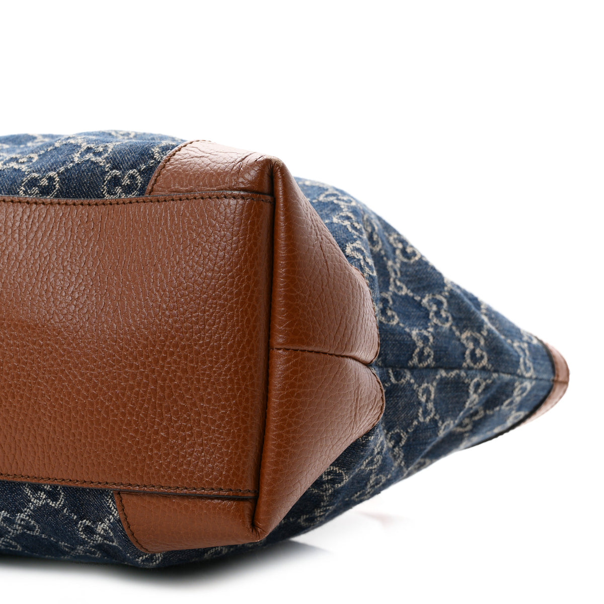 New Denim GG Monogram Medium Ophidia Shopping Tote Blue Tea Cuir