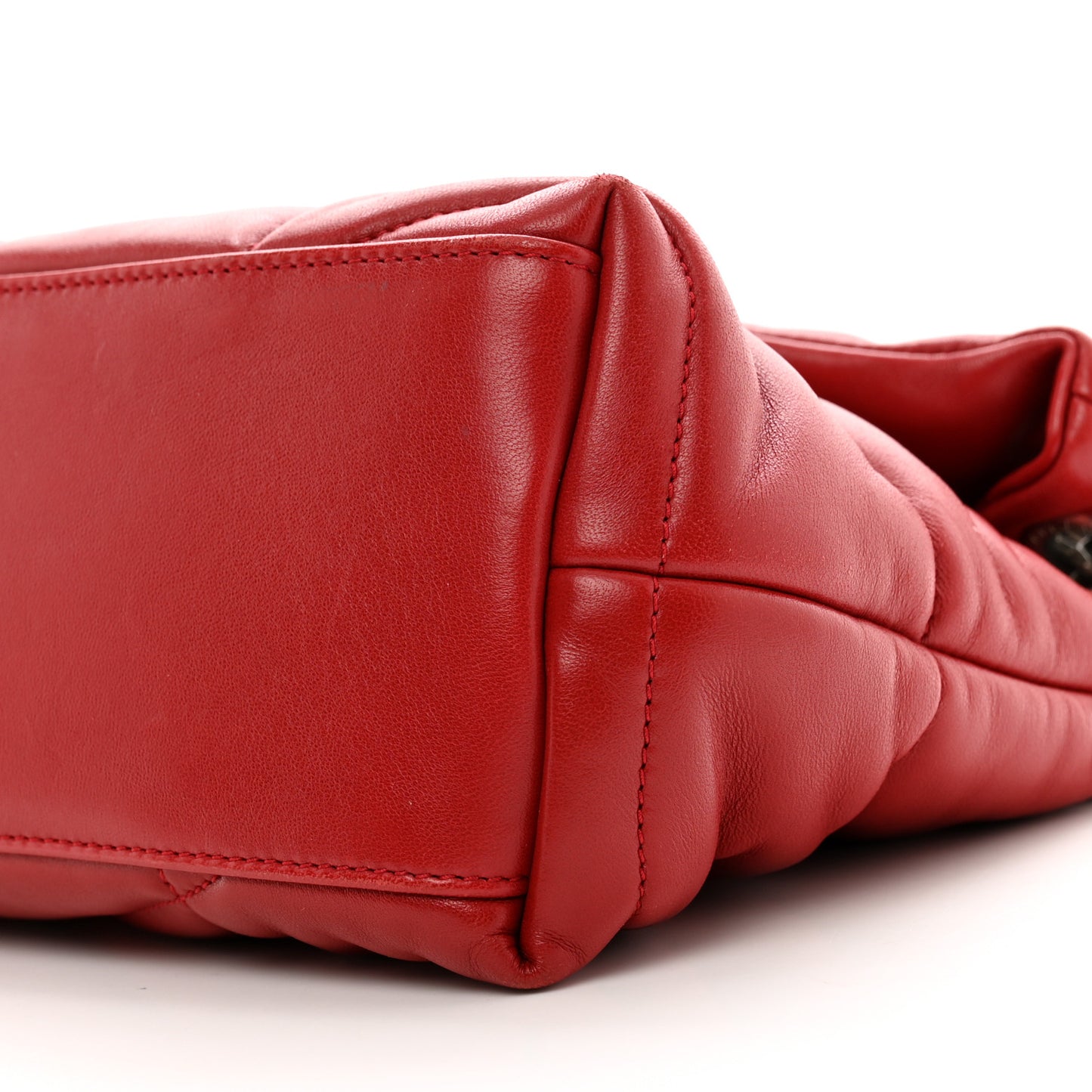 Lambskin Quilted Small Loulou Puffer Monogram Chain Satchel Red