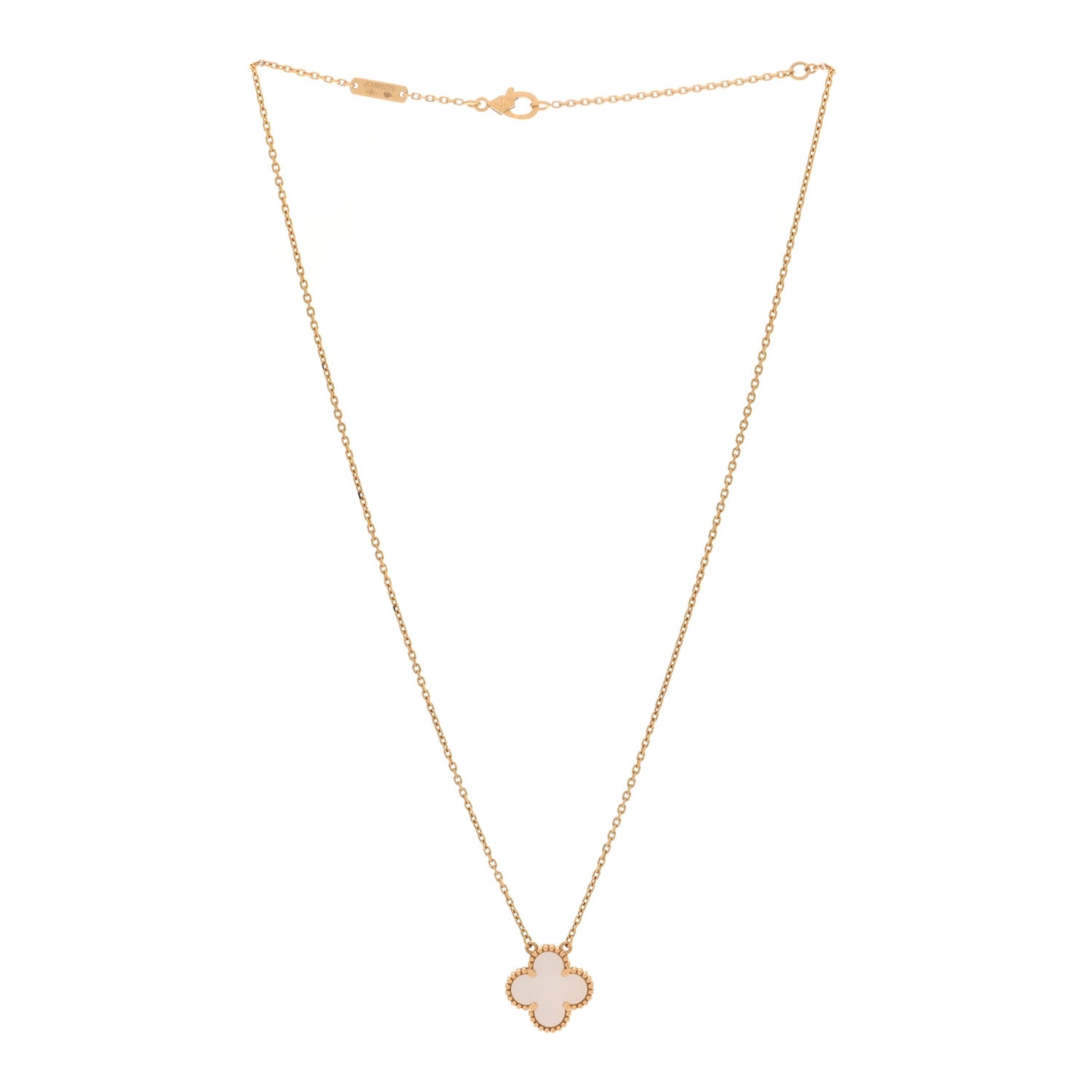 18K Yellow Gold Mother of Pearl Vintage Alhambra Pendant Necklace