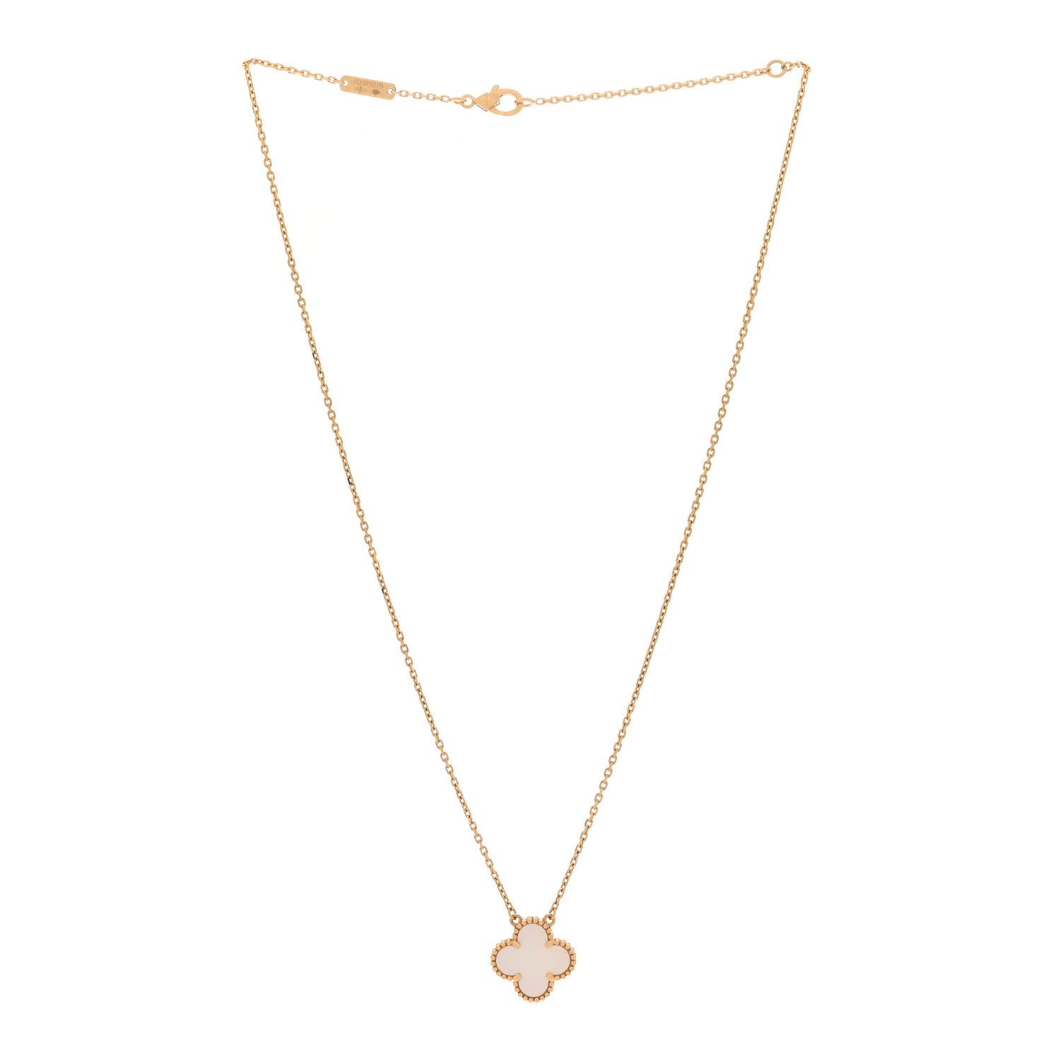 Van Cleef & Arpels 18K Yellow Gold Mother of Pearl Vintage Alhambra Pendant Necklace 3 of 7