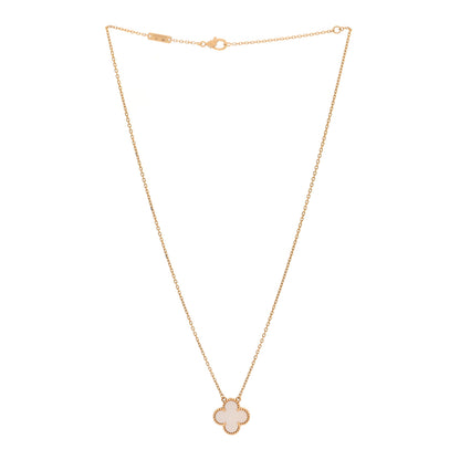 Van Cleef & Arpels 18K Yellow Gold Mother of Pearl Vintage Alhambra Pendant Necklace 3 of 7