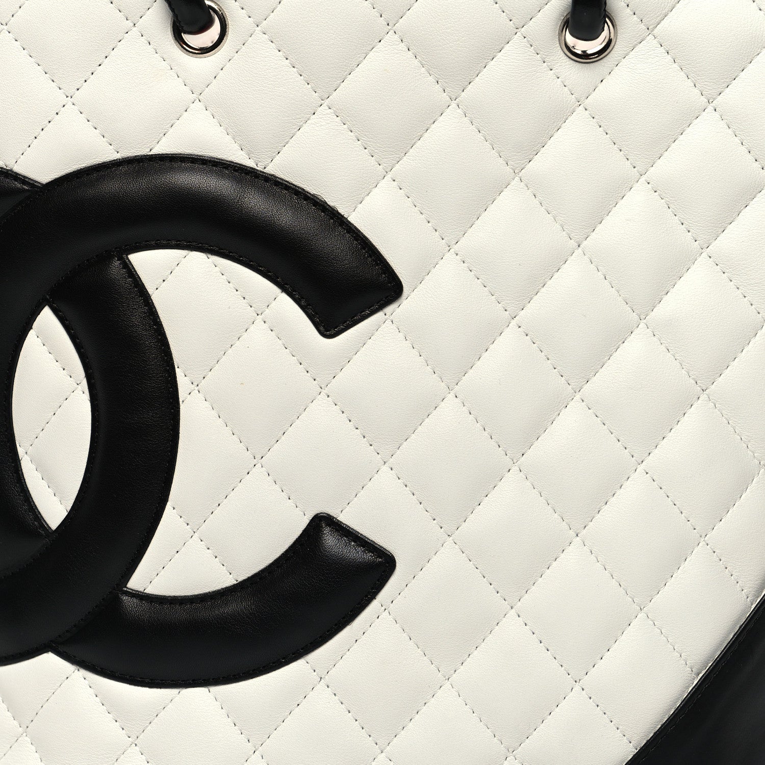 Chanel Calfskin Quilted Medium Cambon Tote White Black 8 of 10
