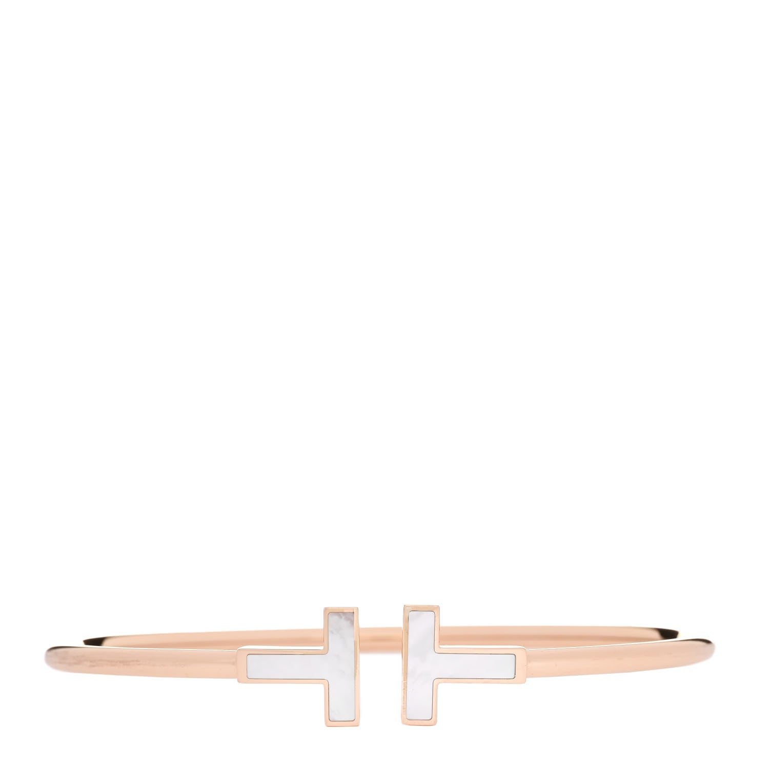 Tiffany 18K Rose Gold Mother of Pearl T Wire Bracelet 1 of 4