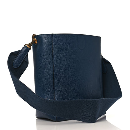 Celine Soft Grained Calfskin Small Sangle Bucket Bag Navy 2 of 8