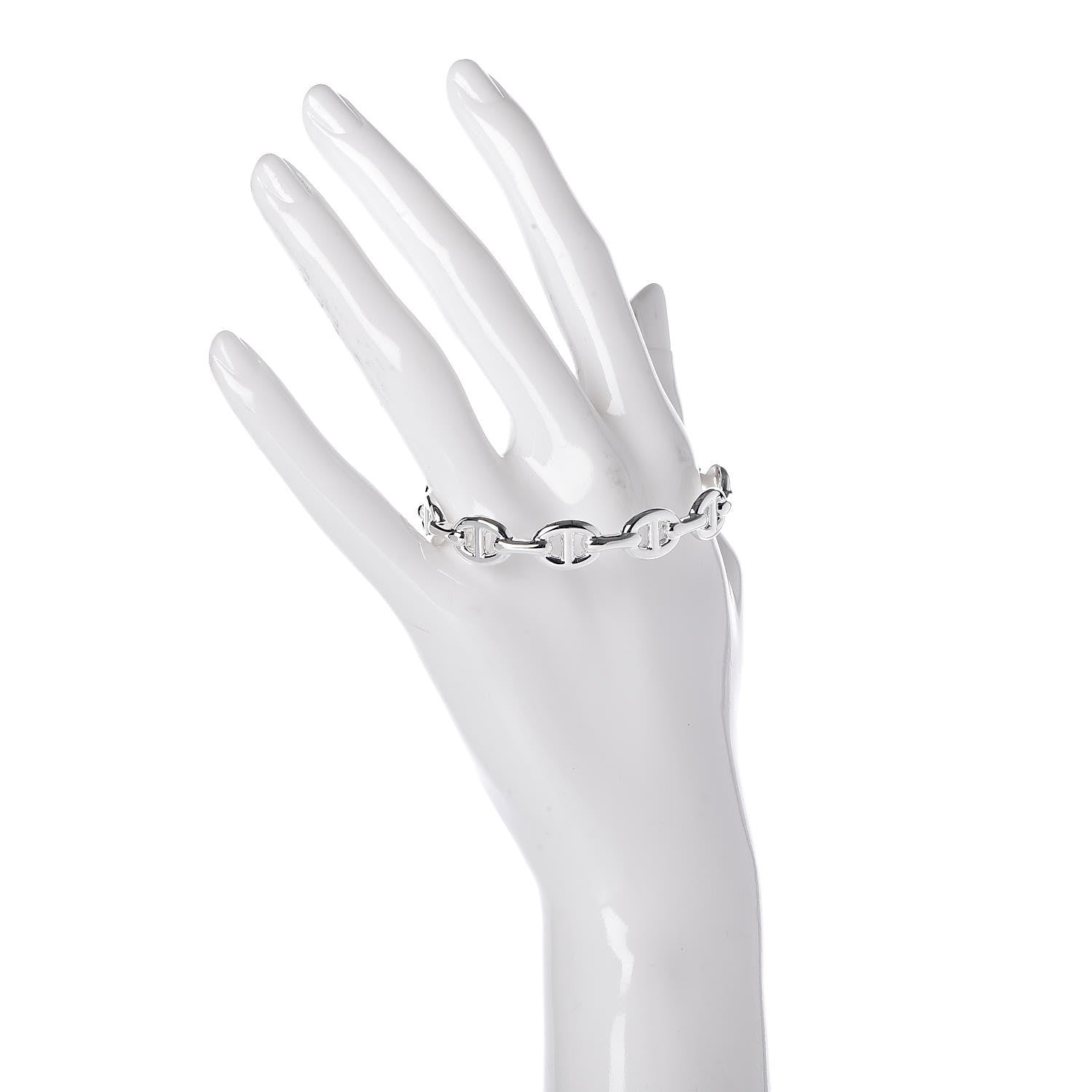 Hermes Sterling Silver MM Chaine d'Ancre Enchainee Cuff Bracelet LG 2 of 5