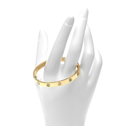 Cartier 18K Yellow Gold 4 Diamond LOVE Bracelet 16 2 of 5
