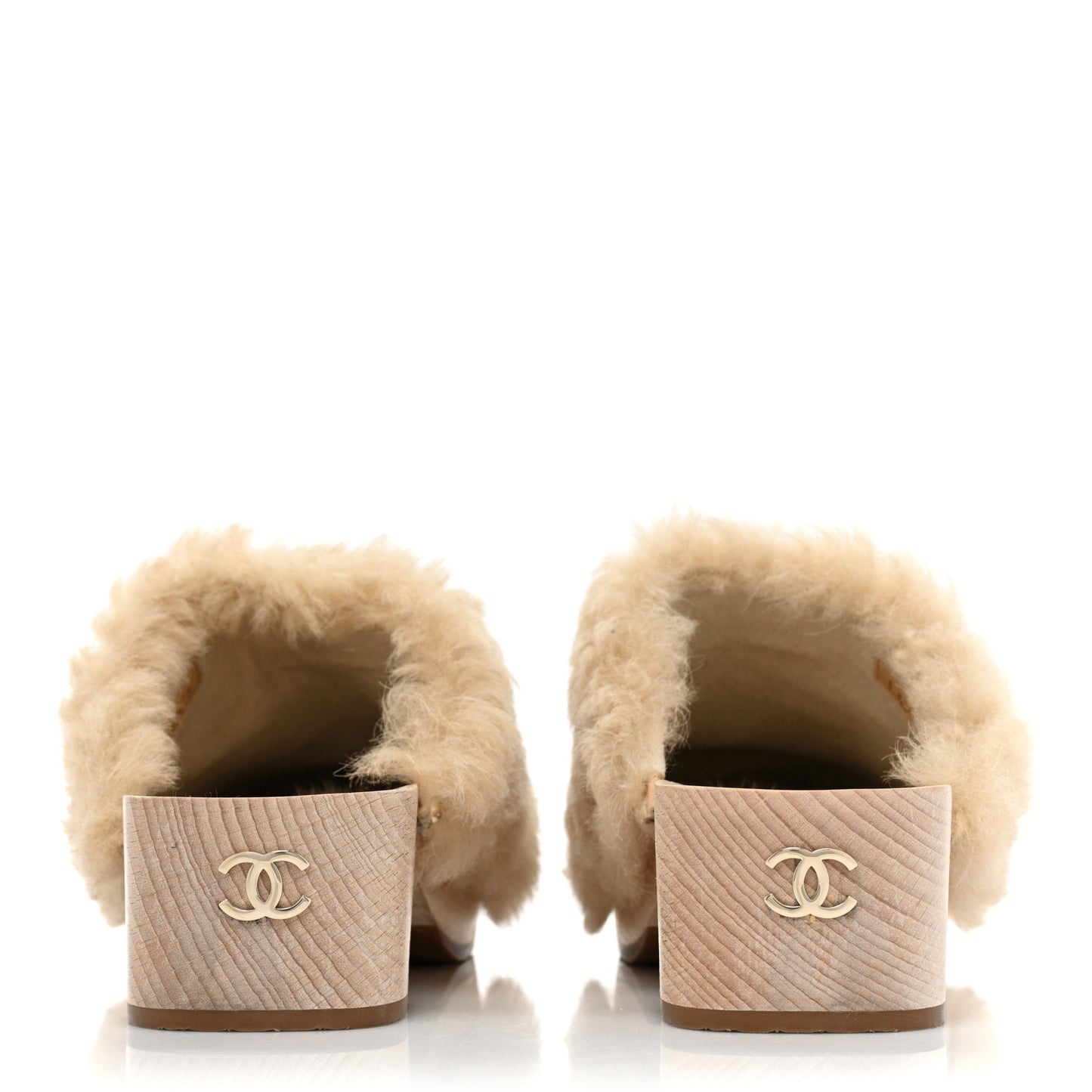 Shearling Lambskin Clogs 40 Beige