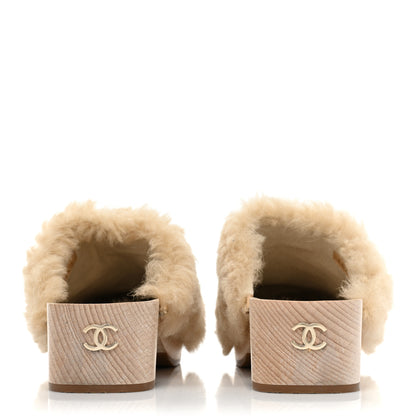 Chanel Shearling Lambskin Clogs 40 Beige 4 of 11