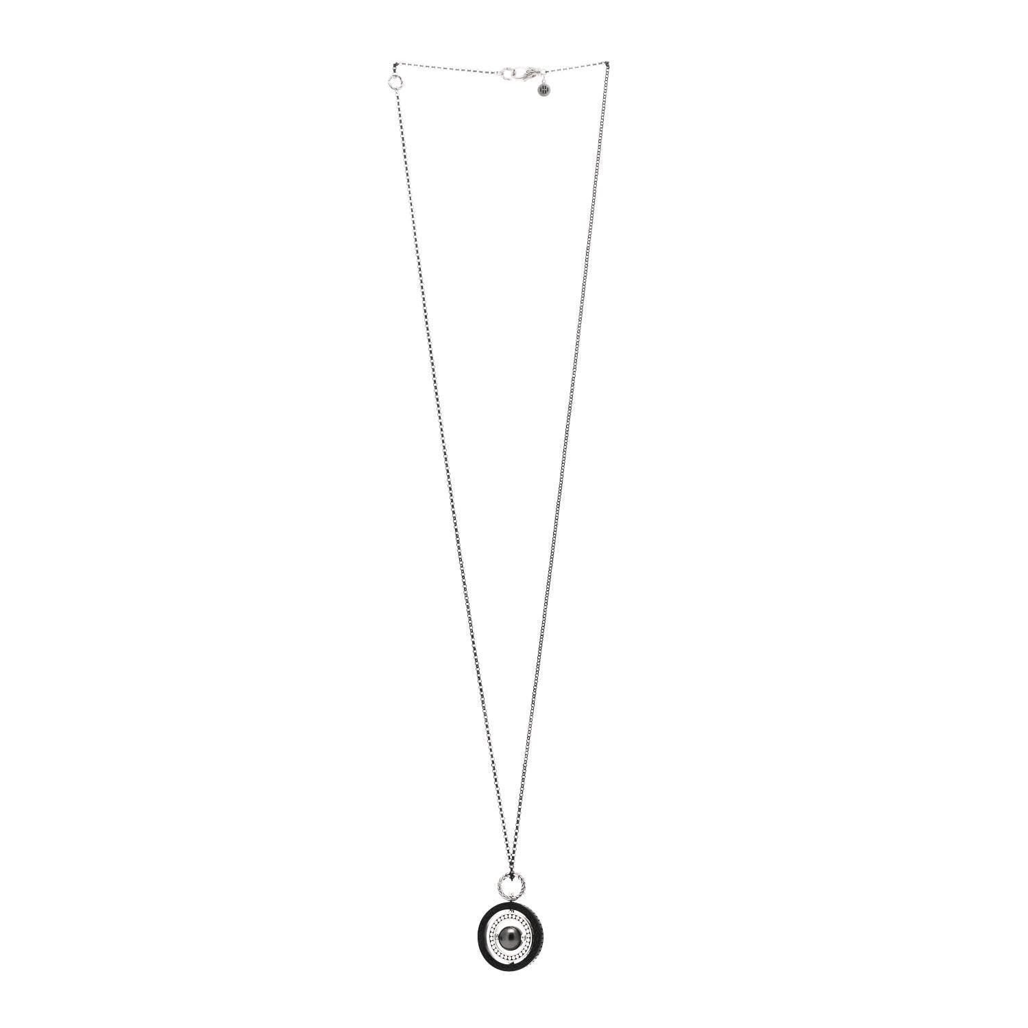 John Hardy Sterling Silver PVD Tahitian Pearl Moon Door Necklace 3 of 4