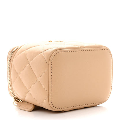 Chanel Lambskin Quilted Pearl Crush Mini Vanity Case With Chain Beige 4 of 10