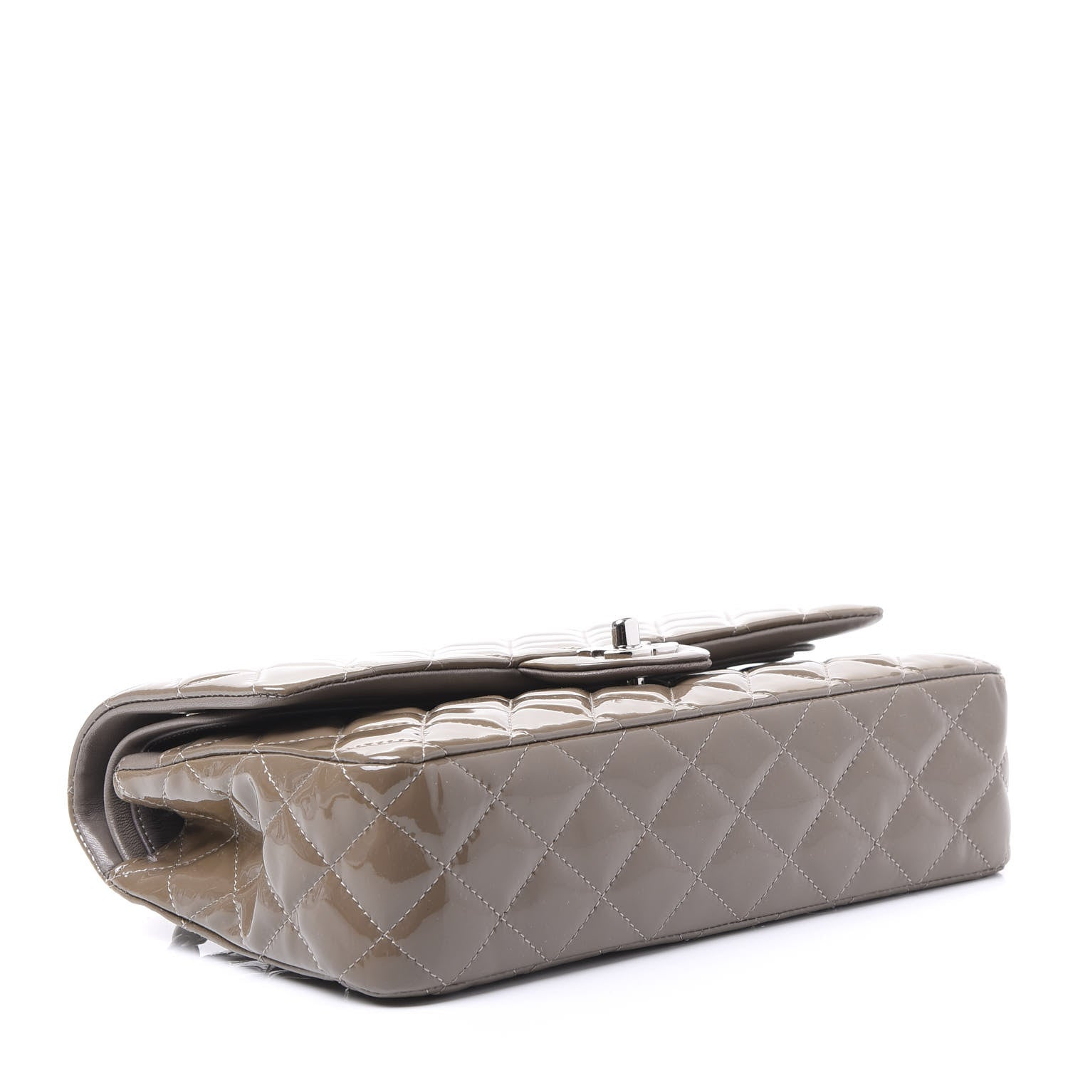 Chanel Patent Calfskin Quilted Medium Double Flap Grey 3 of 11