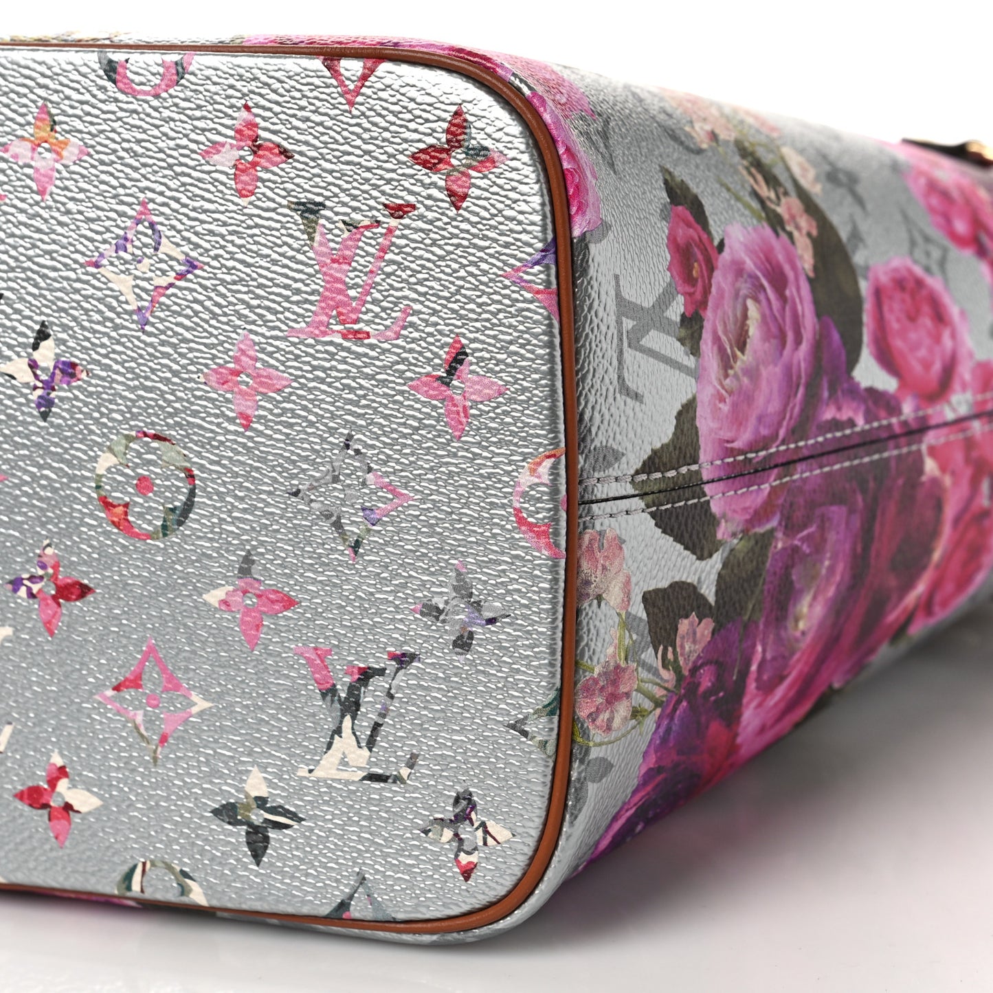 Metallic Monogram LV Garden Neverfull MM Silver