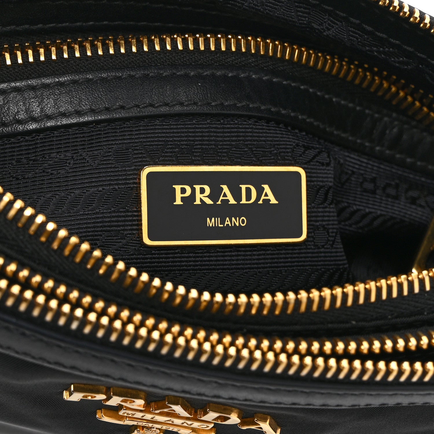 Prada Tessuto Nylon Soft Calf Double Zip Crossbody Bag Black 13 of 21