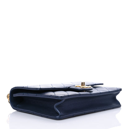 Chanel Iridescent Lambskin Quilted Small Chic Pearls Flap Blue 4 of 9