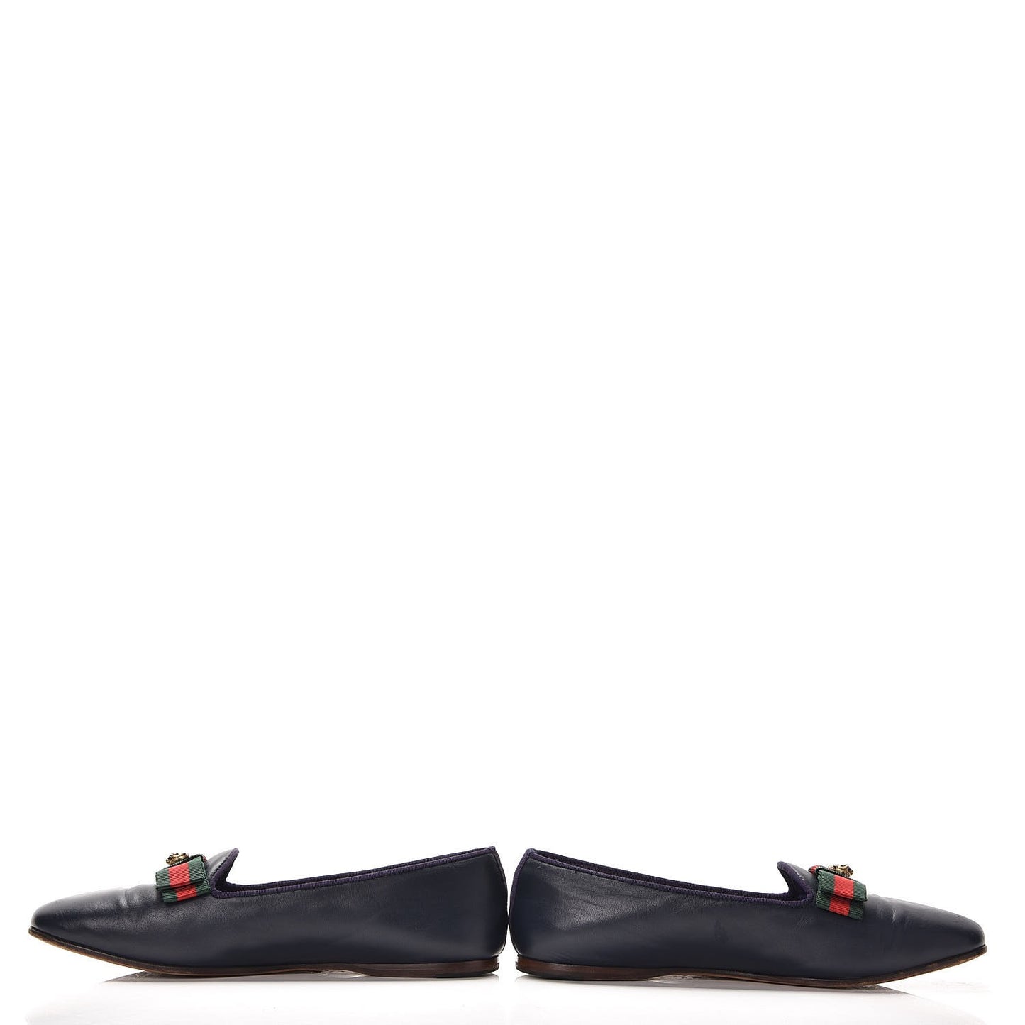 Calfskin Grosgrain Gallipolli Bow Loafers 38 Navy