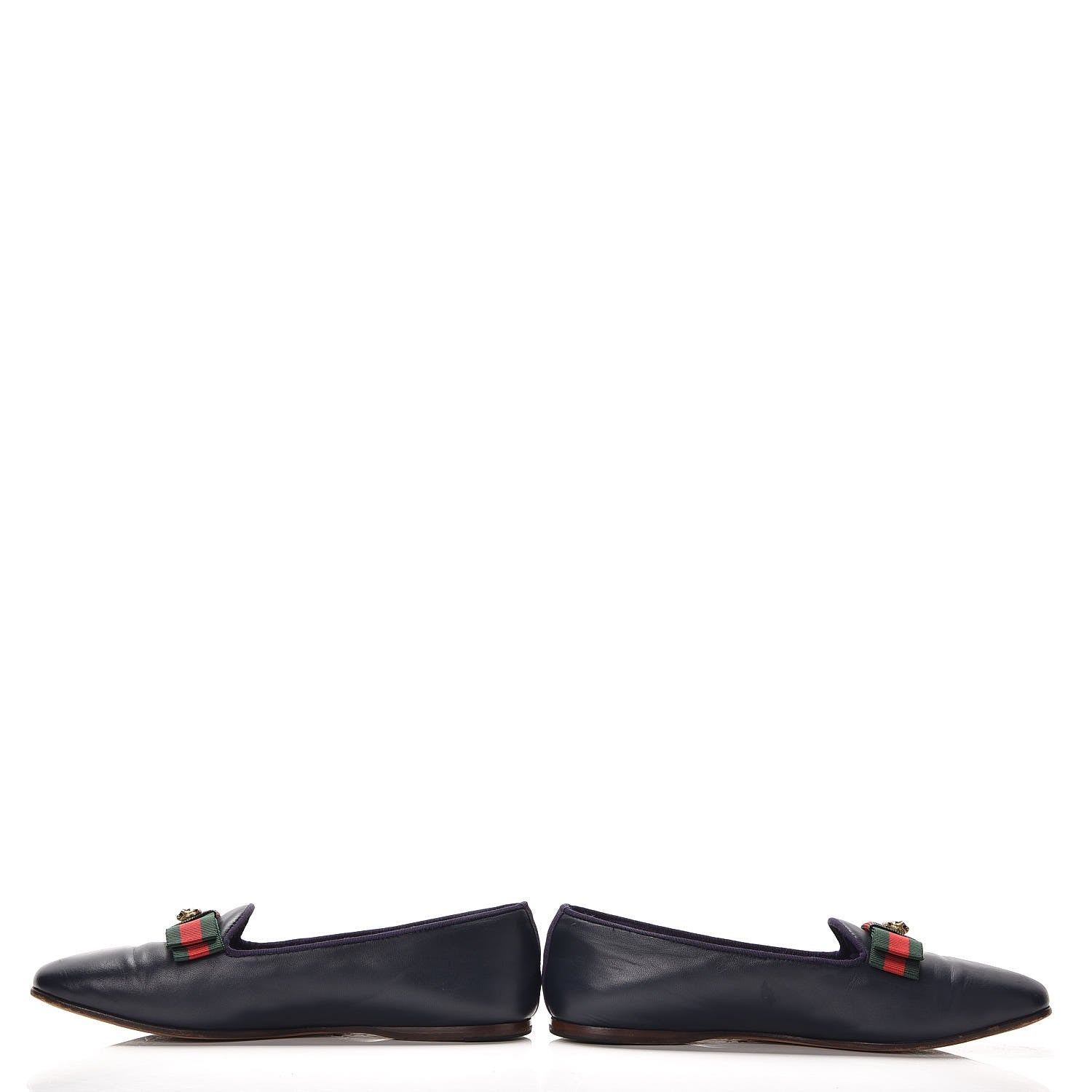 Gucci Calfskin Grosgrain Gallipolli Bow Loafers 38 Navy 13 of 18