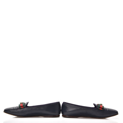Gucci Calfskin Grosgrain Gallipolli Bow Loafers 38 Navy 13 of 18