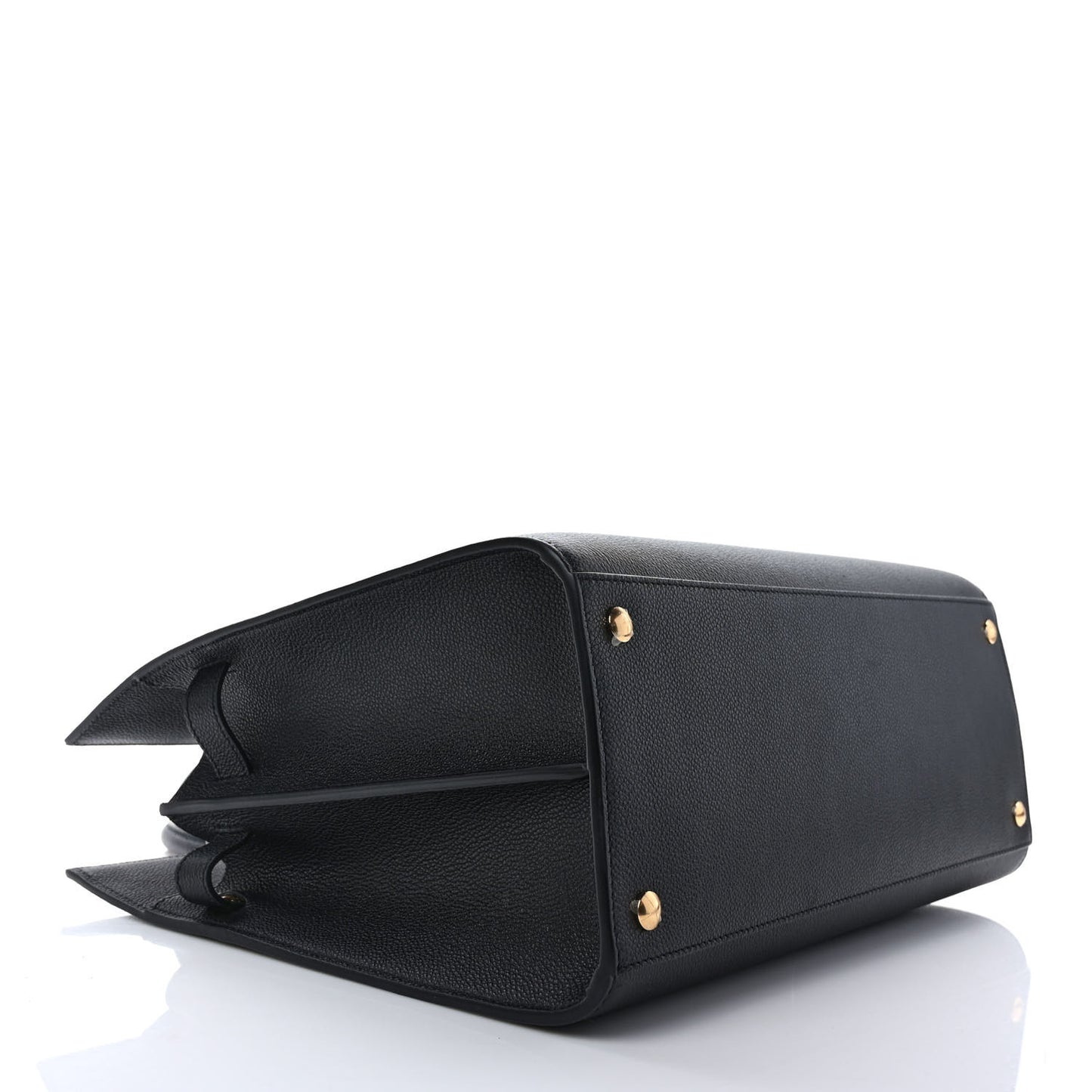 Grainy Calfskin Medium Title Bag Black