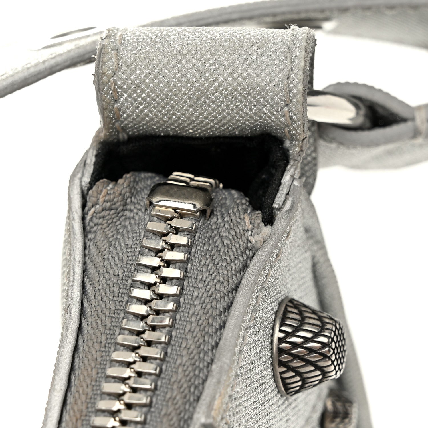 Balenciaga Sparkling Fabric Le Cagole Shoulder Bag XS Silver