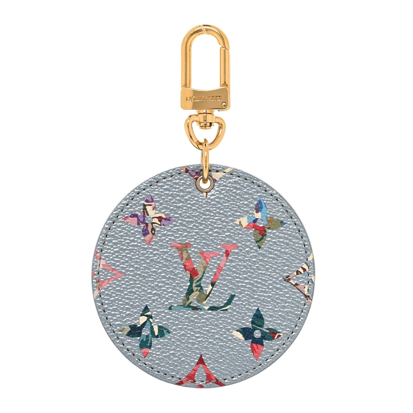 LOUIS VUITTON Metallic Monogram LV Garden Illustre Bag Charm Key Ring Blue