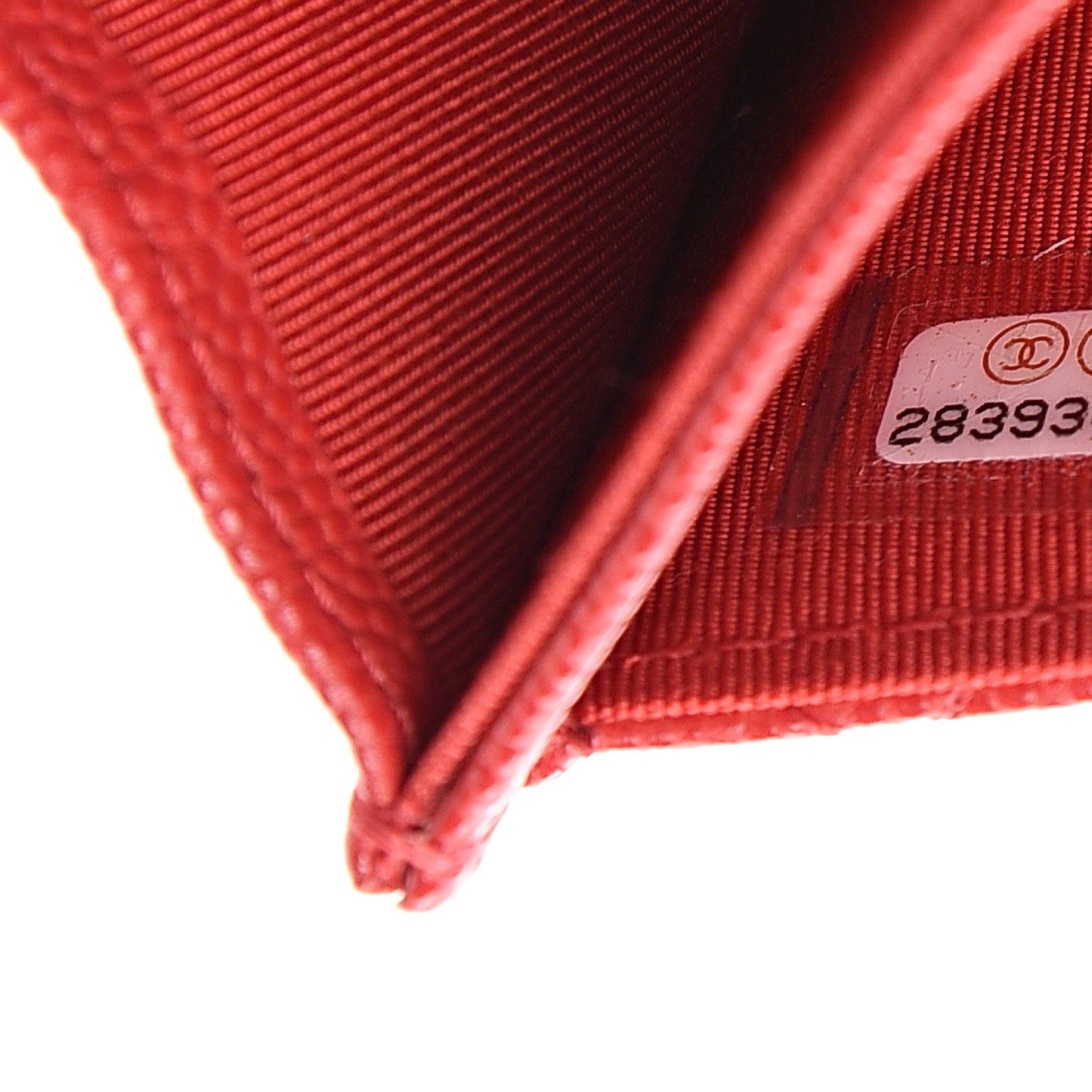 Caviar Quilted Flap Card Holder Wallet Red