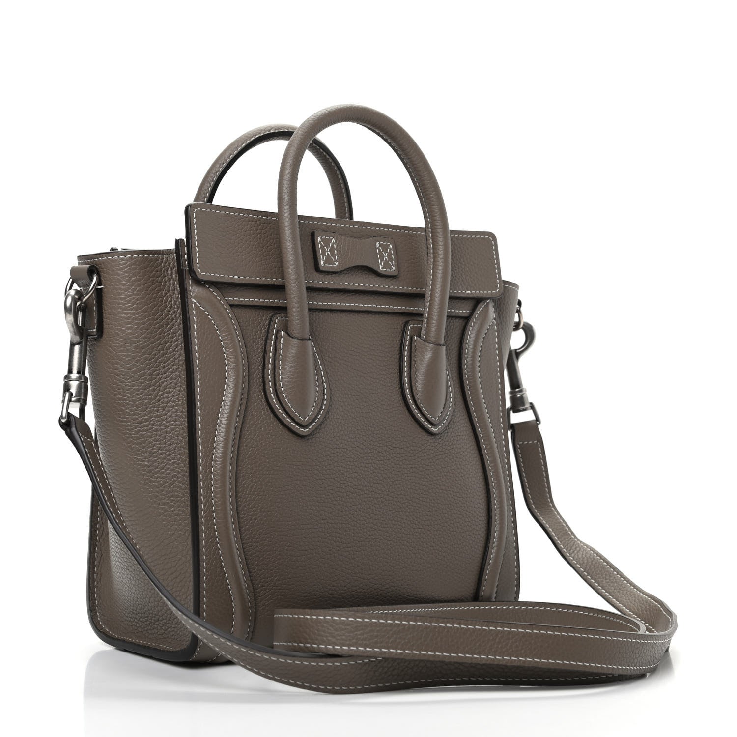 Celine Drummed Calfskin Nano Luggage Souris 3 of 11