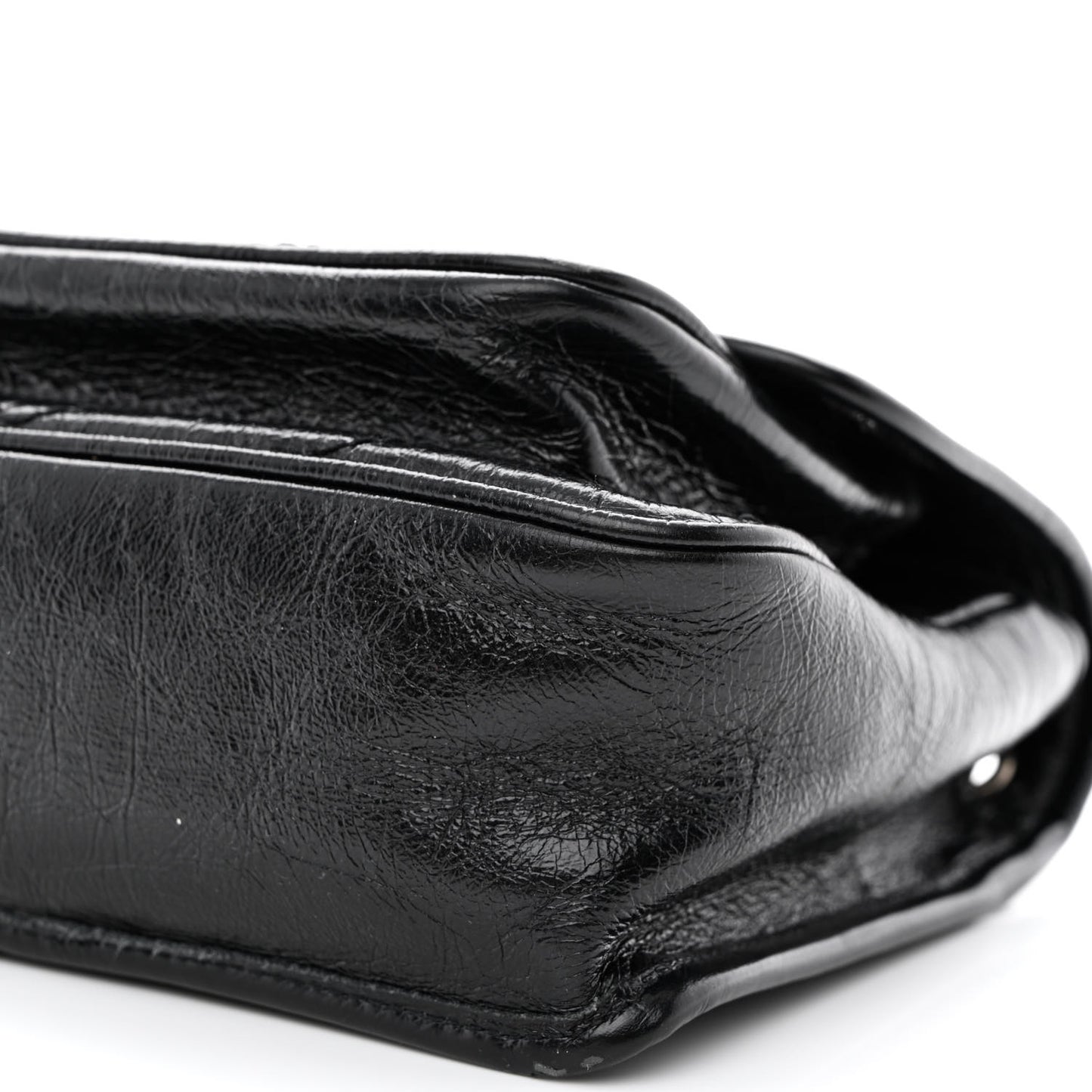 Crinkled Calfskin Matelasse Monogram Baby Niki Chain Satchel Black