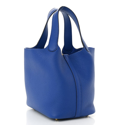 Hermes Taurillon Clemence Picotin Lock 18 PM Bleu Electrique 3 of 11