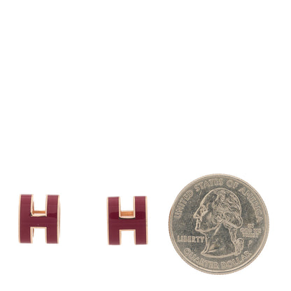 Hermes Rose Gold Lacquered Pop H Earrings Rouge H 2 of 5