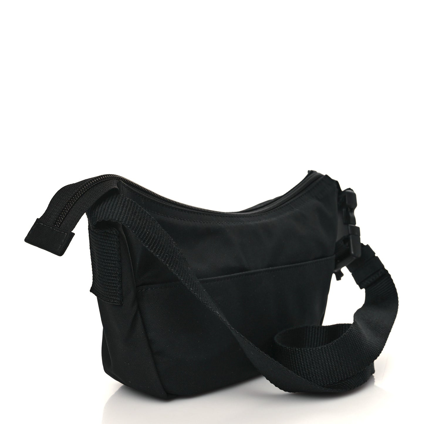 Recycled Sport Nylon Logo Embroidered Wheel Sling Bag Black White