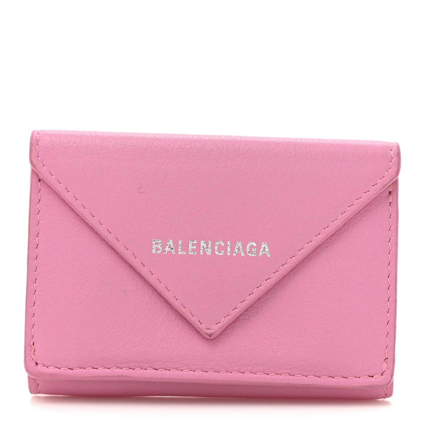 Grained Calfskin Logo Envelope Card Case Wallet Rose Magenta
