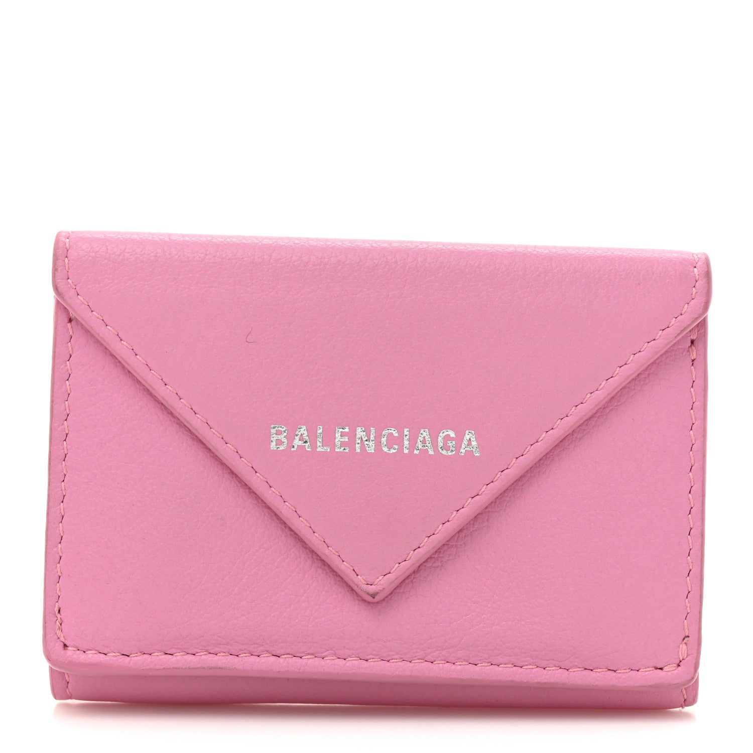 Balenciaga Grained Calfskin Logo Envelope Card Case Wallet Rose Magenta 1 of 12