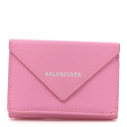 Balenciaga Grained Calfskin Logo Envelope Card Case Wallet Rose Magenta 1 of 12