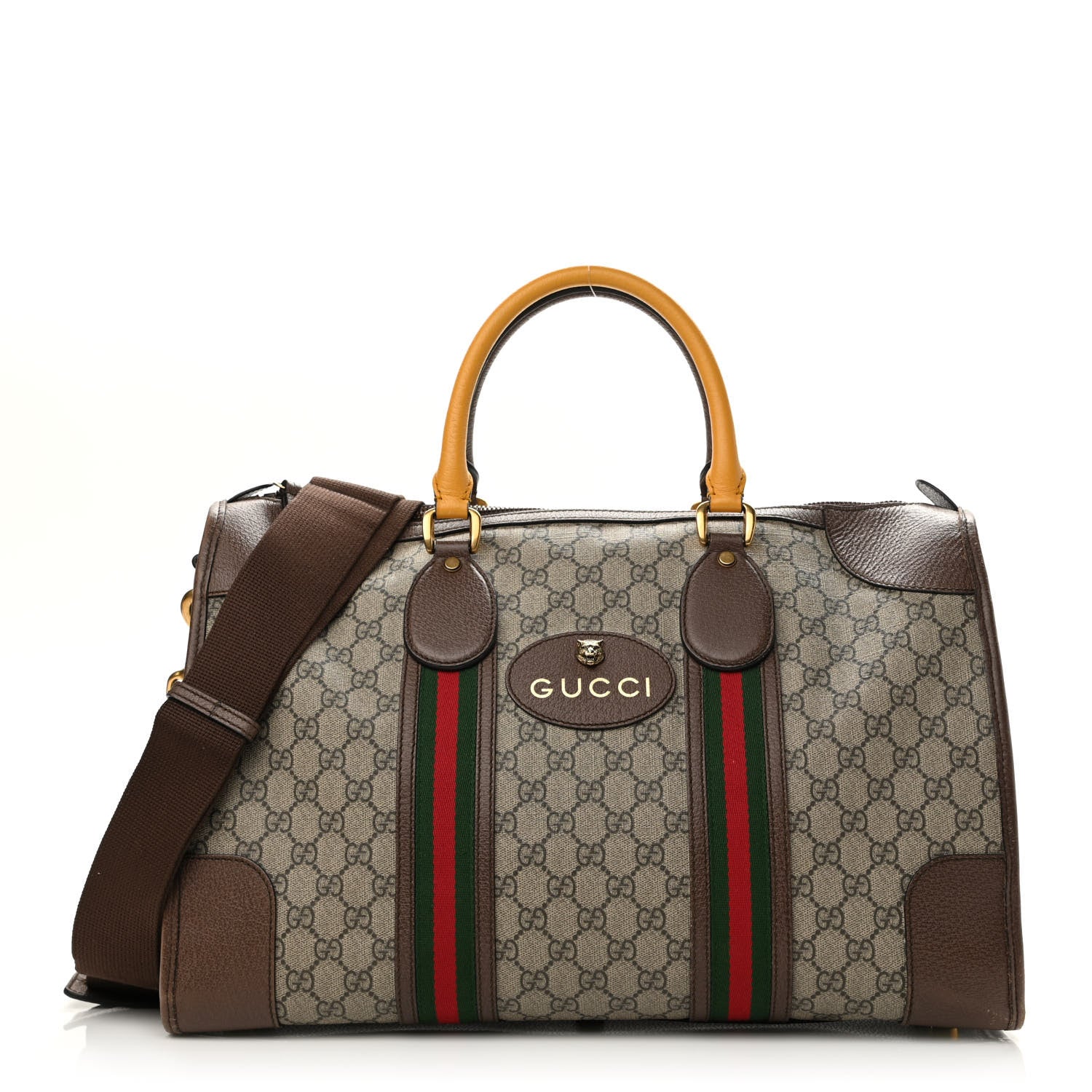 Gucci Soft GG Supreme Monogram Web Neo Vintage Duffle Bag Beige New Acero Crop 1 of 17