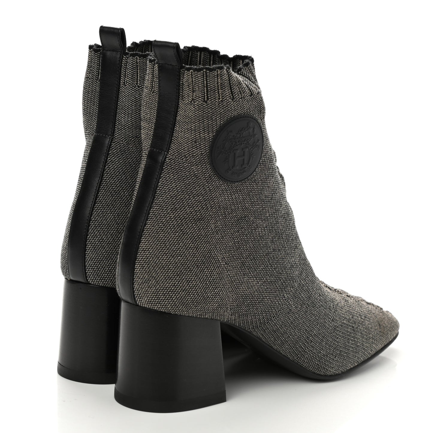 Knit Calfskin Volver 60 Ankle Boots 38 Nocciola Black