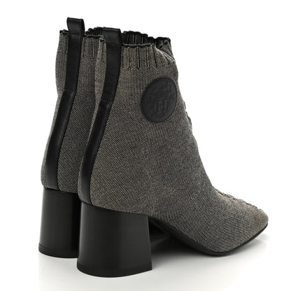 Hermes Knit Calfskin Volver 60 Ankle Boots 38 Nocciola Black 4 of 9