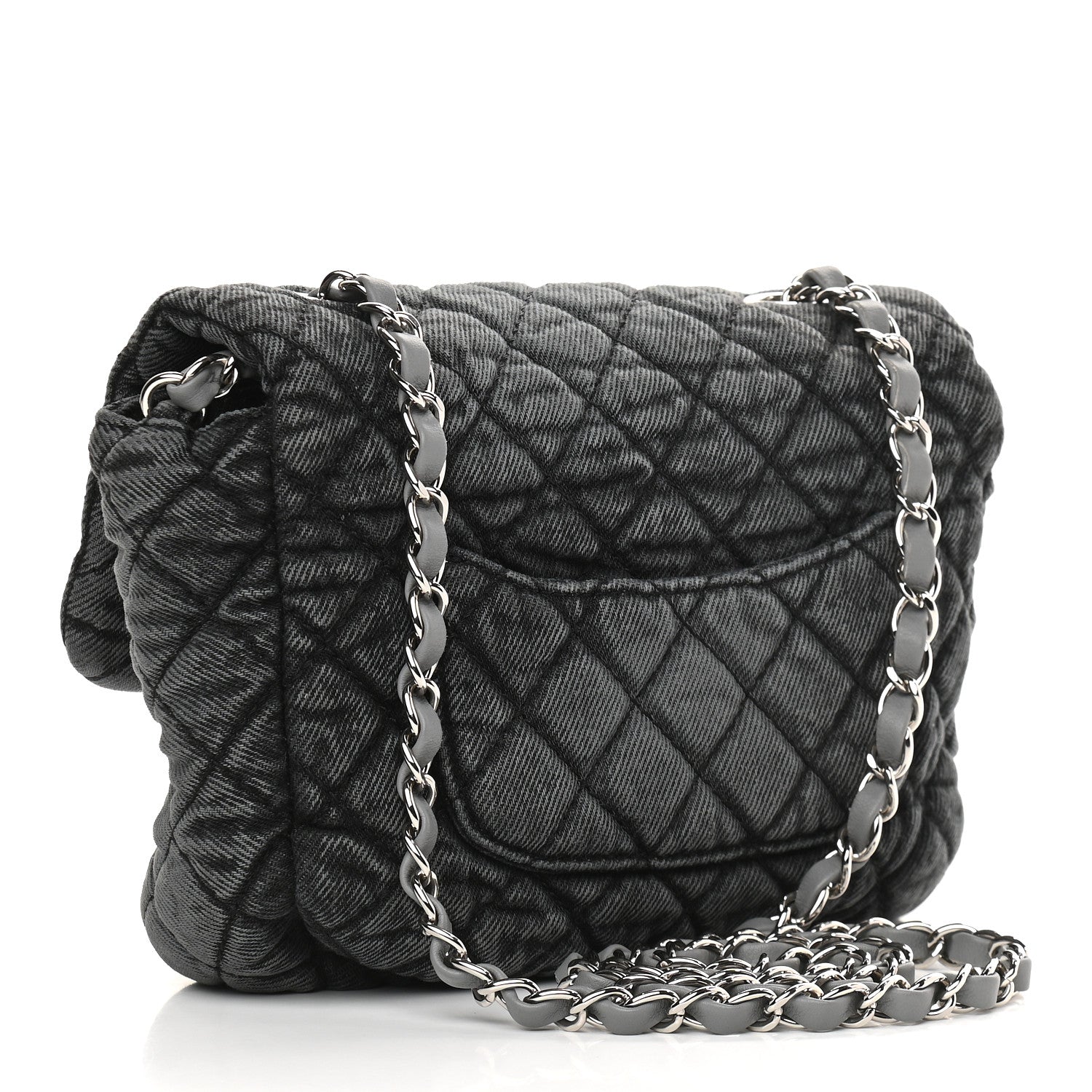 Chanel Washed Denim Quilted Small Denimpression Flap Grey Black 3 of 9