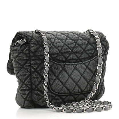 Chanel Washed Denim Quilted Small Denimpression Flap Grey Black 3 of 9