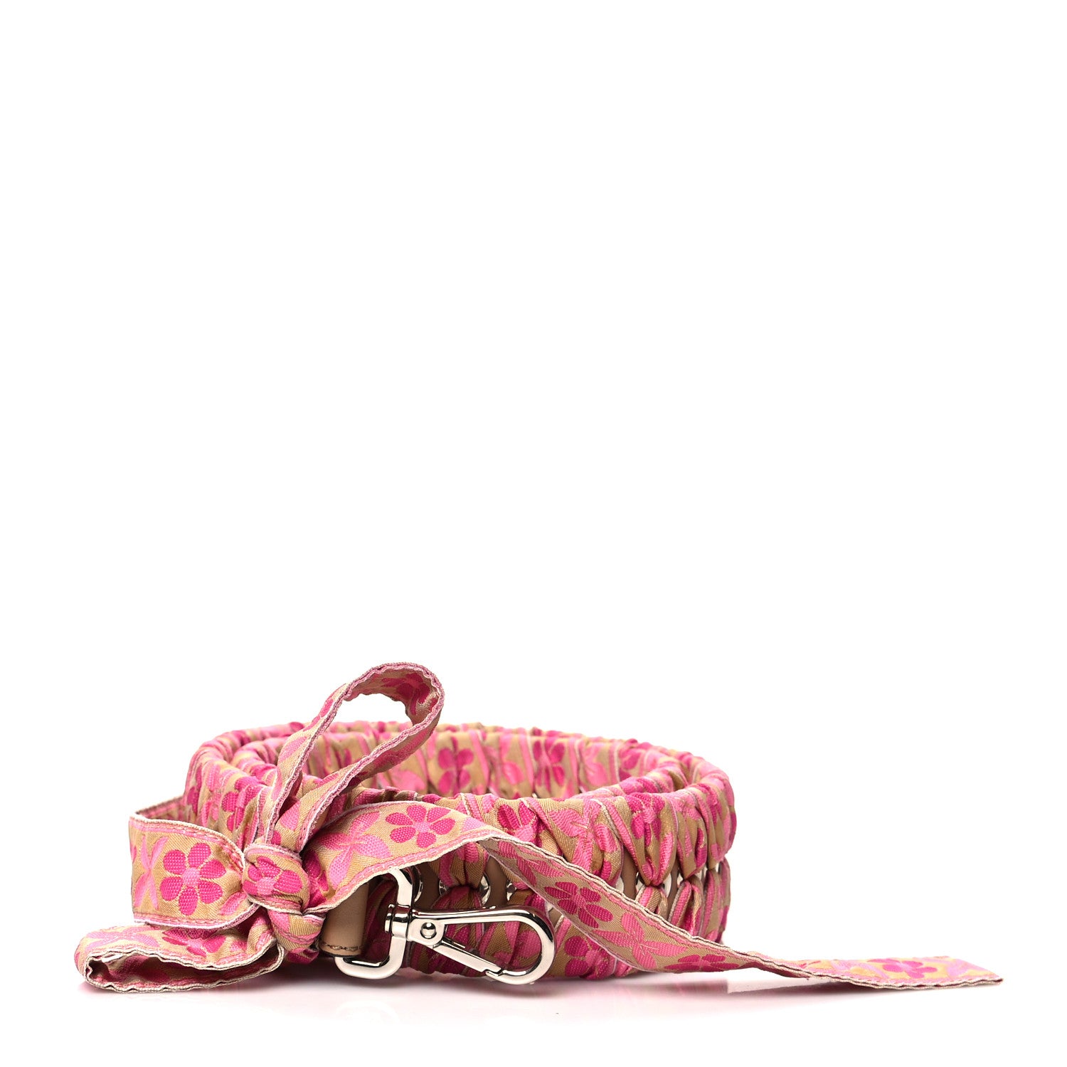 Fendi Calfskin Ribbon Lace Up Floral Strap You Pink 1 of 3