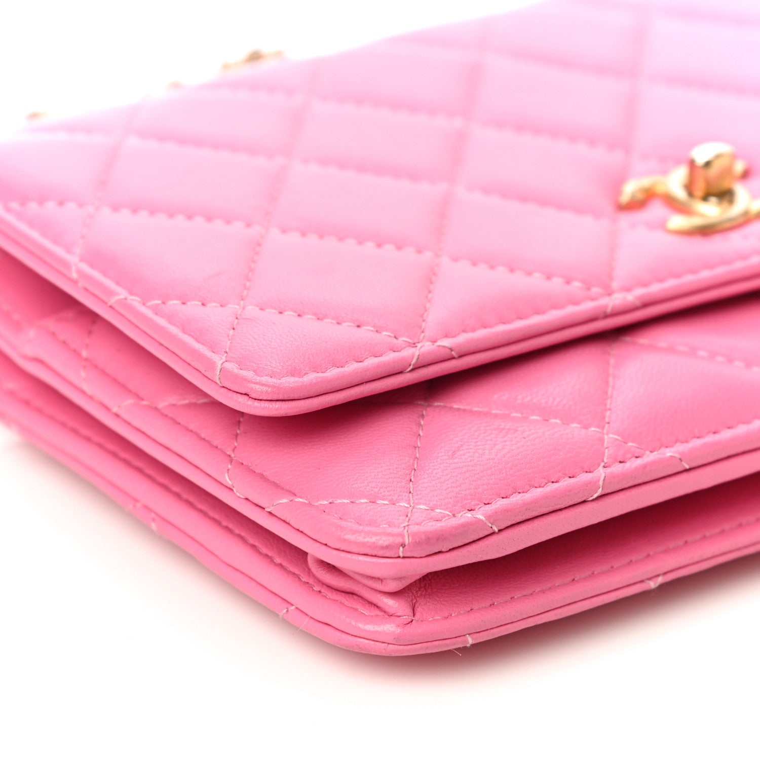 Chanel Lambskin Quilted CC Pearl Crush Wallet on Chain WOC Pink 11 of 18