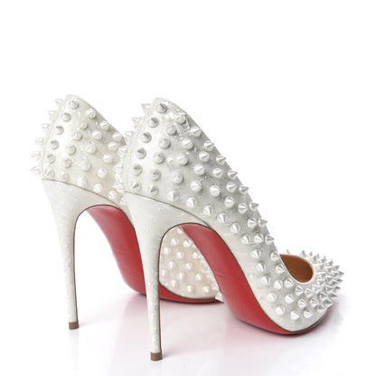 Christian Louboutin Patent Follies Spikes 100 Pumps 37.5 White 5 of 9