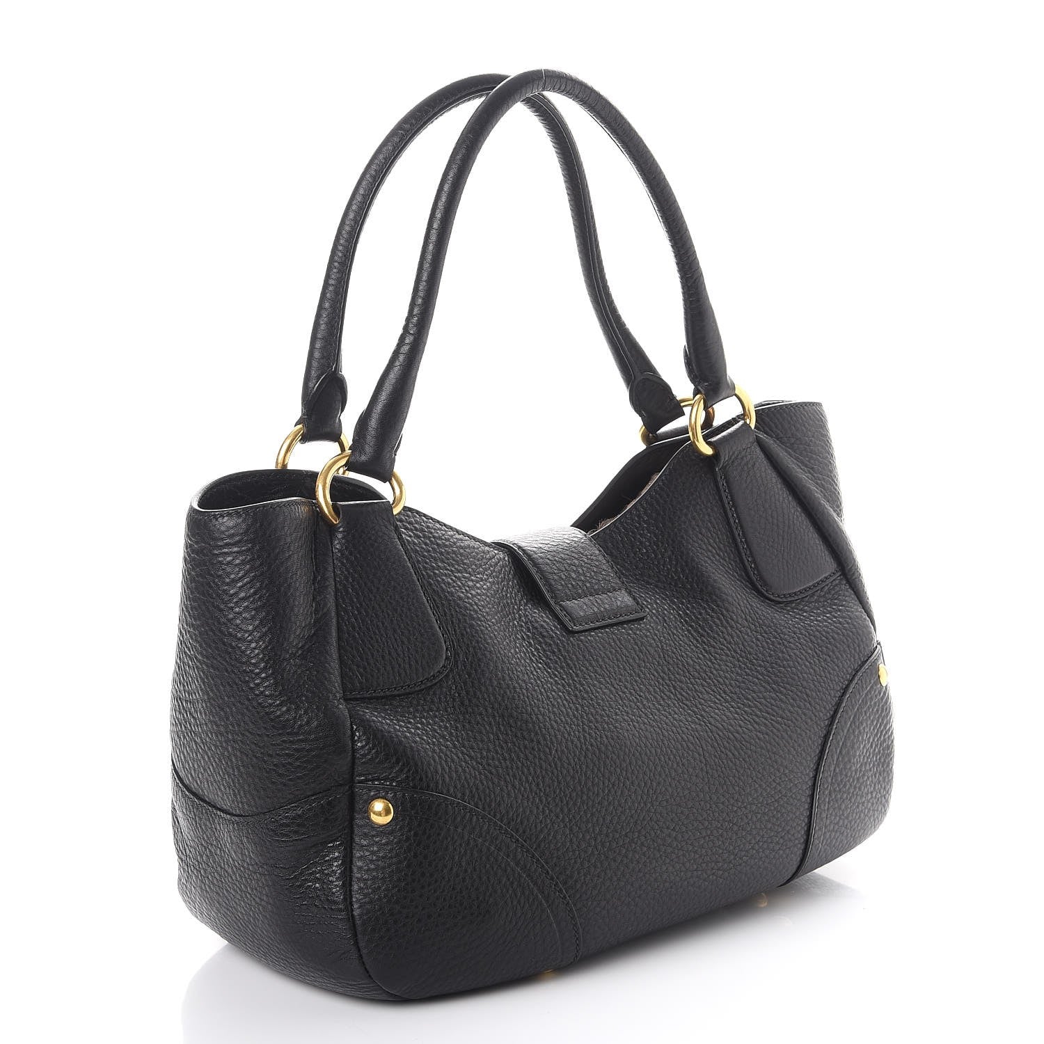 Prada Vitello Daino Buckle Tote Nero Black 3 of 8