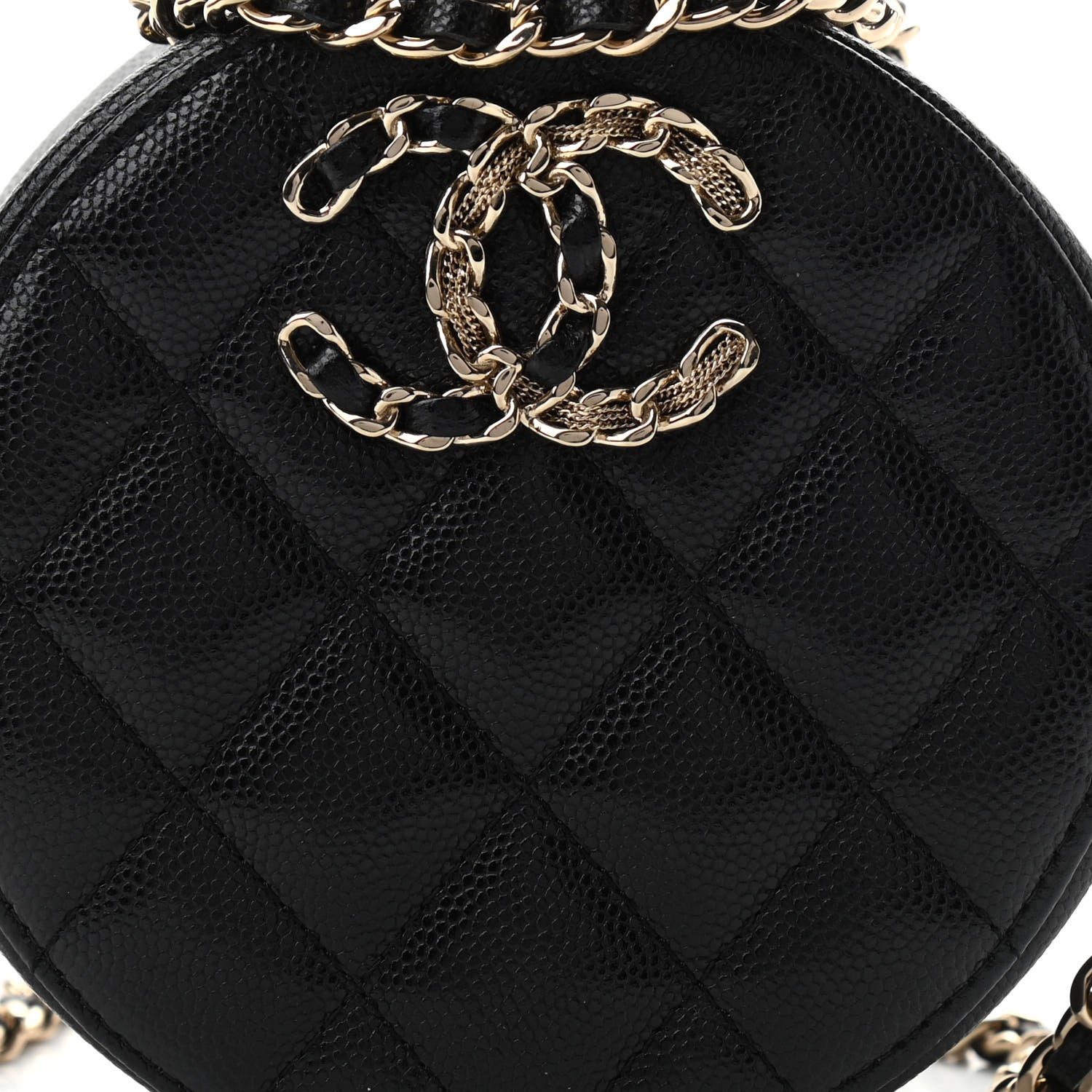 Chanel Caviar Quilted French New Wave Round Clutch With Chain Black 8 of 11