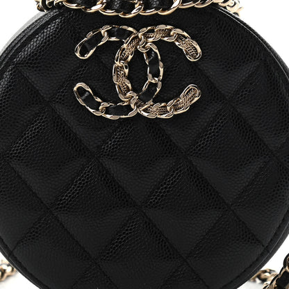 Chanel Caviar Quilted French New Wave Round Clutch With Chain Black 8 of 11