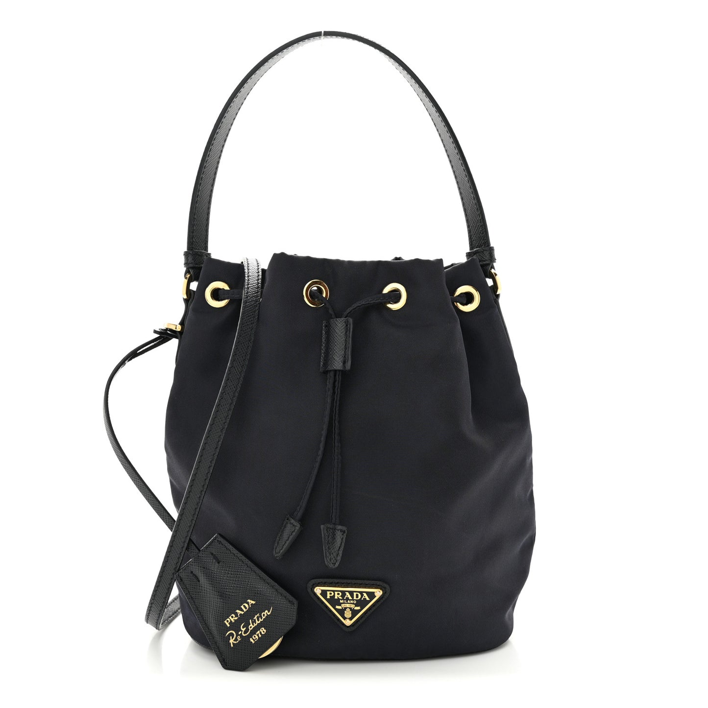 Re-Nylon Saffiano Mini Re-Edition 1978 Bucket Bag Navy