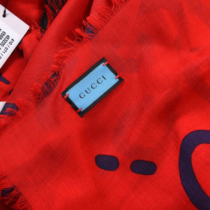 Gucci Modal Silk GG Writers Shawl Flame Blue 5 of 5